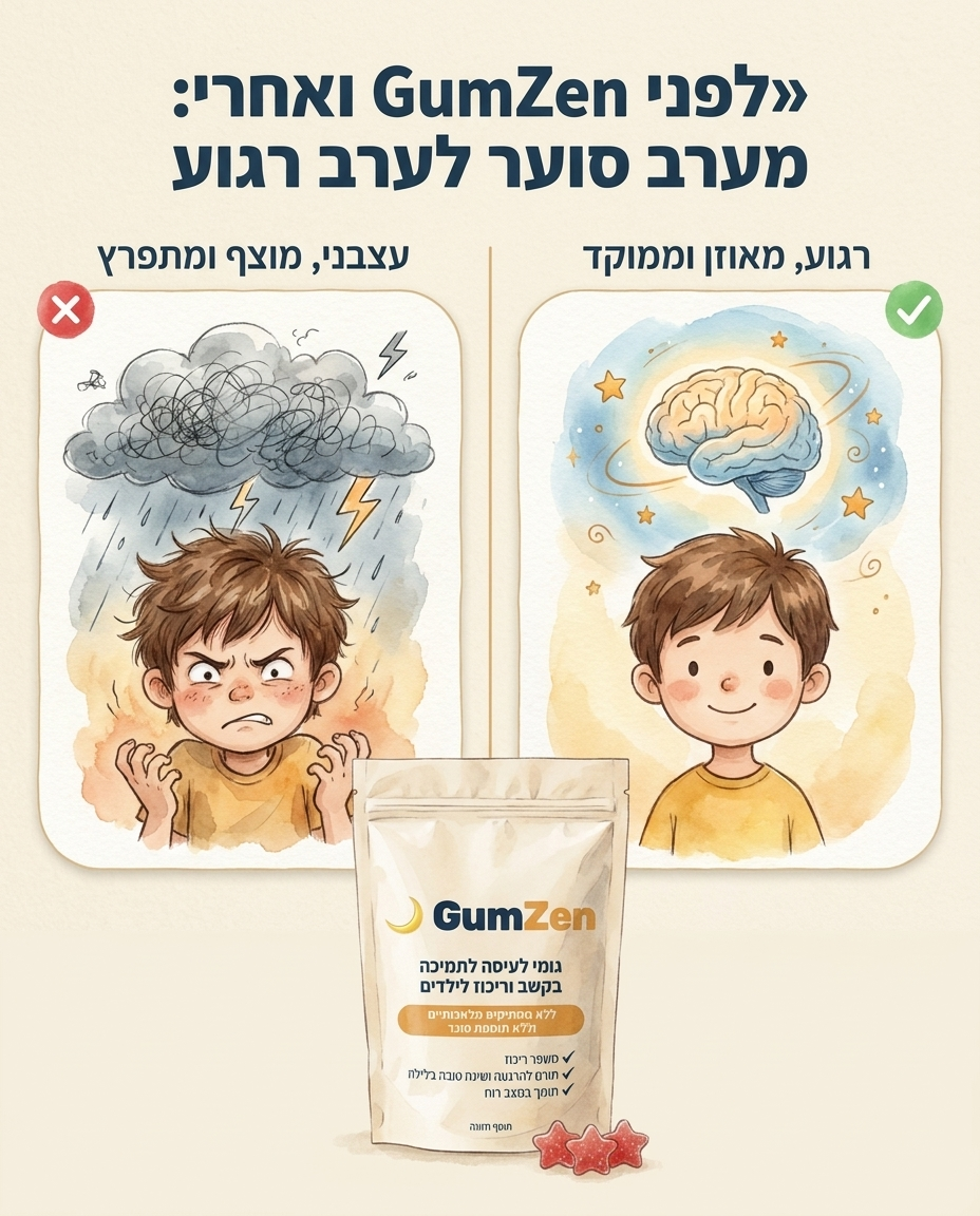 GumZen - גומי לעיסה לתמיכה בקשב ריכוז והרגעה לילדים